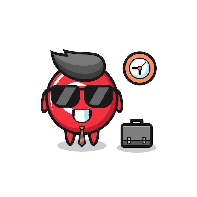 Cartoon mascot of turkey flag badge as a businessman