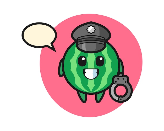 Mascotte del fumetto dell'anguria come polizia