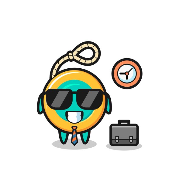 Cartoon mascot of yoyo as a businessman