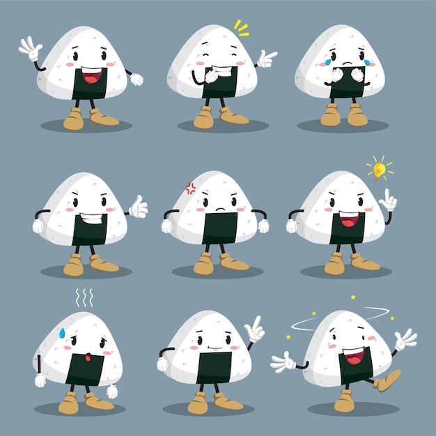 Cartoon mascotte illustratie onigiri in vector