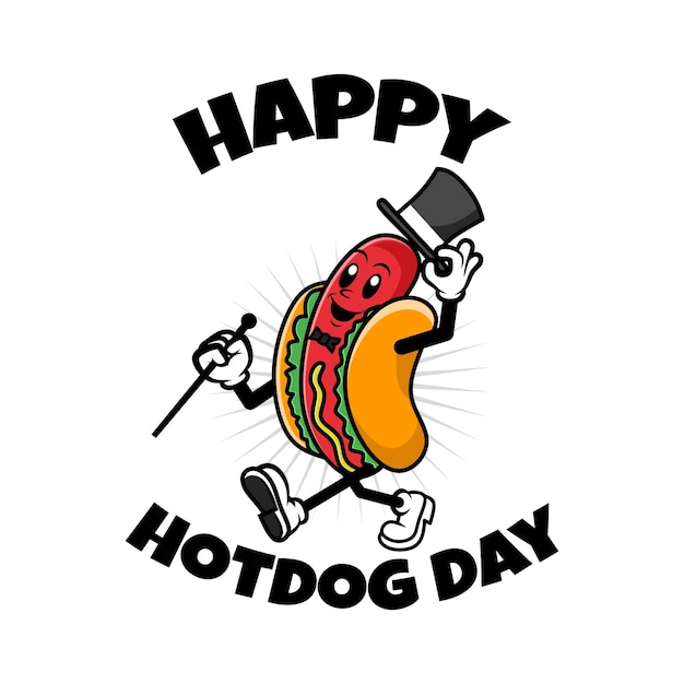 cartoon mascotte nationale hotdog dag ontwerp