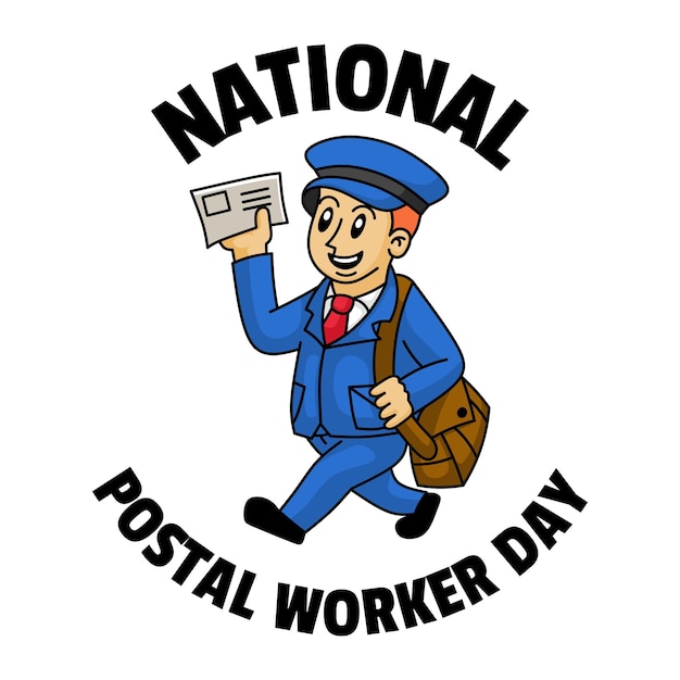 cartoon mascotte nationale postbeambte dag ontwerp