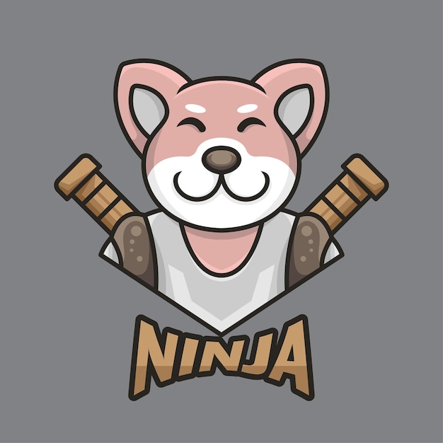 Cartoon mascotte schattig Ninja Shiba Inu