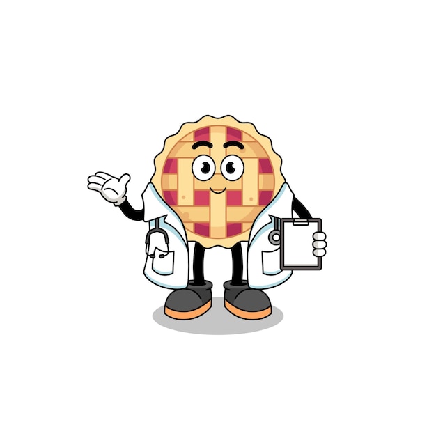 Cartoon mascotte van appeltaart dokter