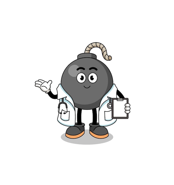 Cartoon mascotte van bom dokter character design