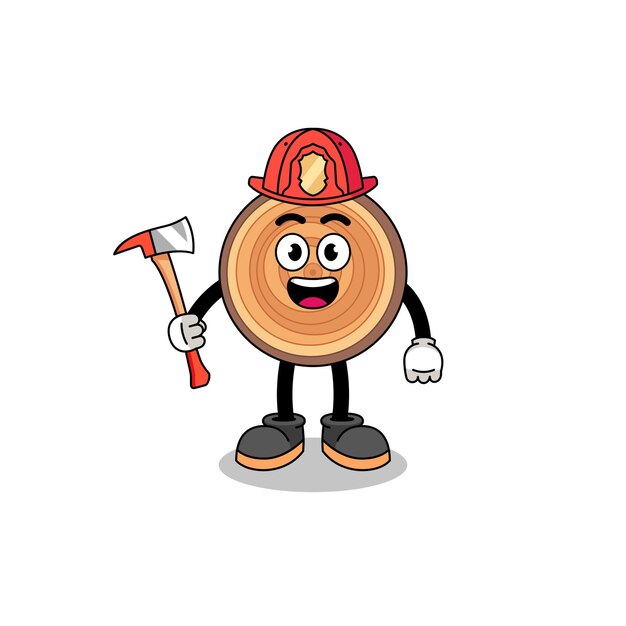 Cartoon mascotte van houtnerf brandweerman