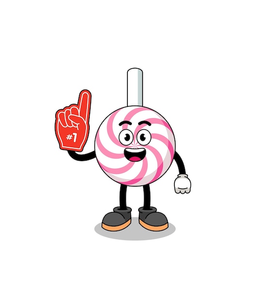 Cartoon mascotte van lolly spiraal nummer 1 fans