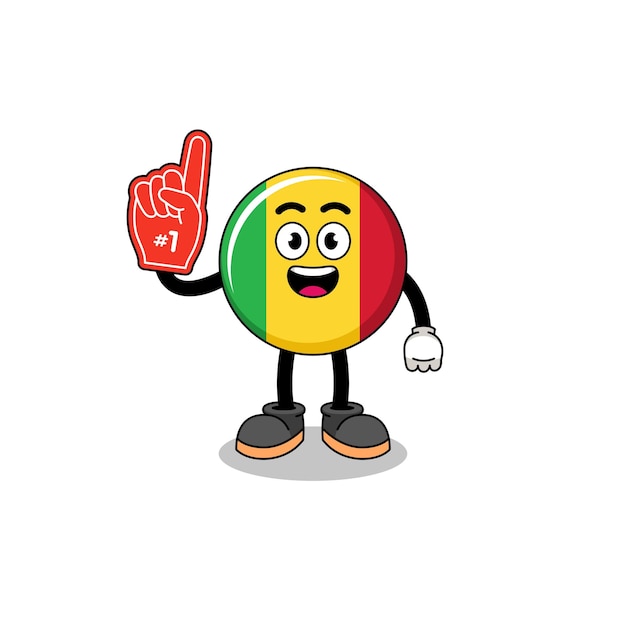 Cartoon mascotte van mali vlag nummer 1 fans