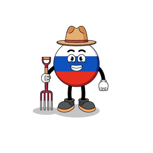 Cartoon mascotte van rusland vlag boer character design