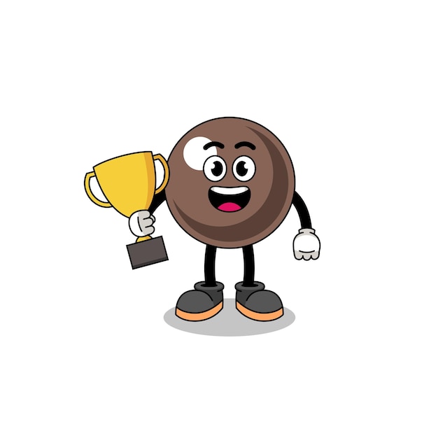 Vector cartoon mascotte van tapioca parel met een trofee character design