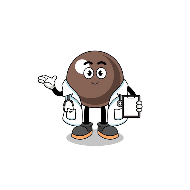 Cartoon mascotte van tapioca pearl doctor character design