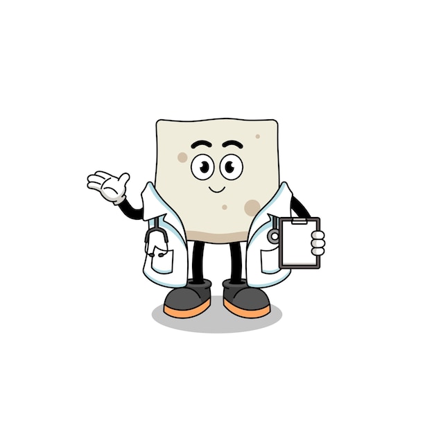 Cartoon mascotte van tofu doctor character design
