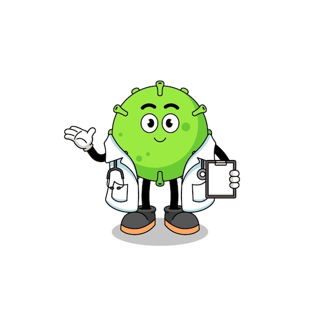 Cartoon mascotte van virusdokter