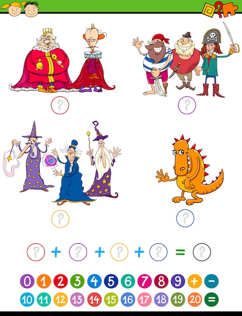 Gioco di matematica dei cartoni animati per bambini