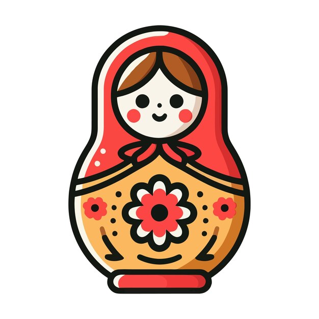 Vector cartoon matryoshka vlakke vector icoon