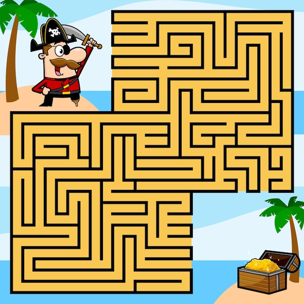 Premium Vector  Education game for children vowel maze help cute cartoon  boy move to treasure map printable pirate worksheet