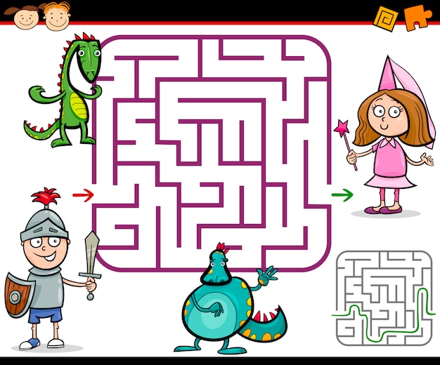 Cartoon maze or labyrinth game