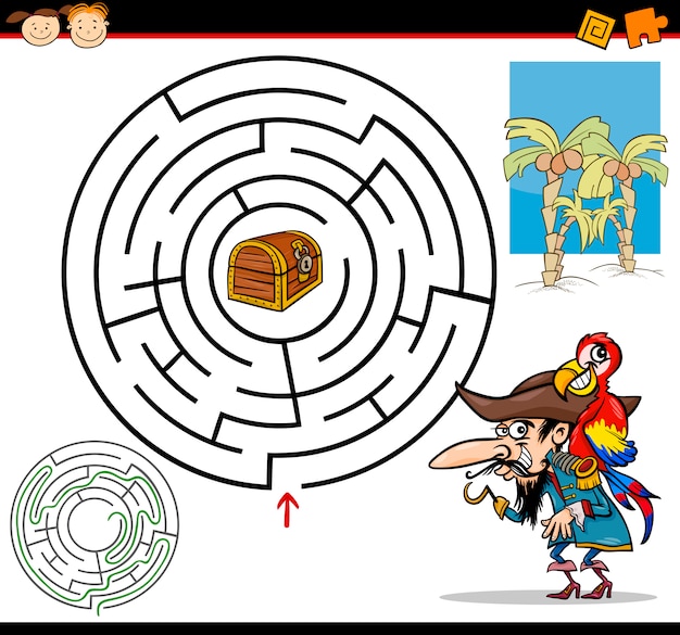 Cartoon maze or labyrinth game