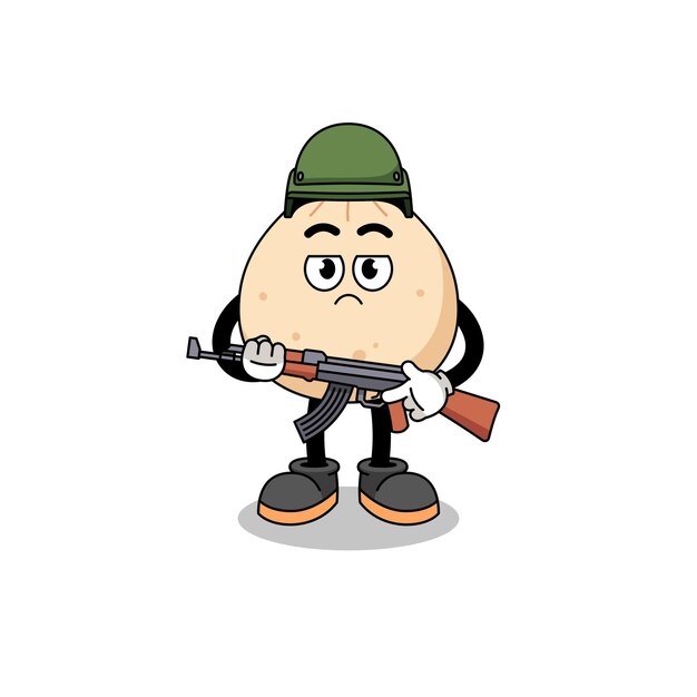 Vector cartoon of meat bun soldier character design