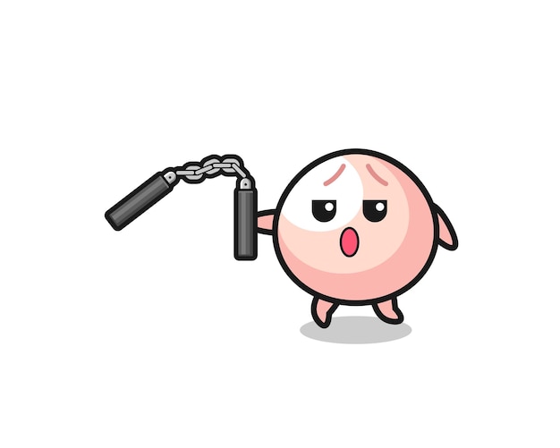 Cartoon of meatbun using nunchaku