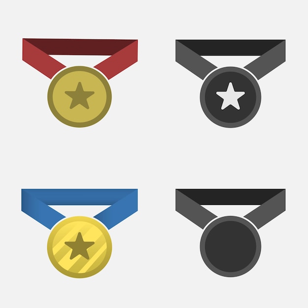 Cartoon medal for prizes vector set