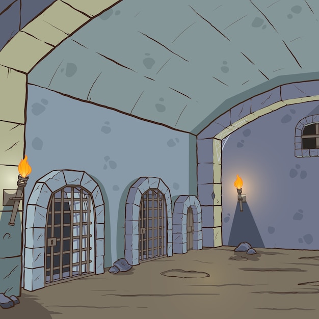 Cartoon medieval dungeon background
