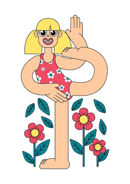 Vector cartoon meisje grappige vrouw die yoga doet vector illustratie