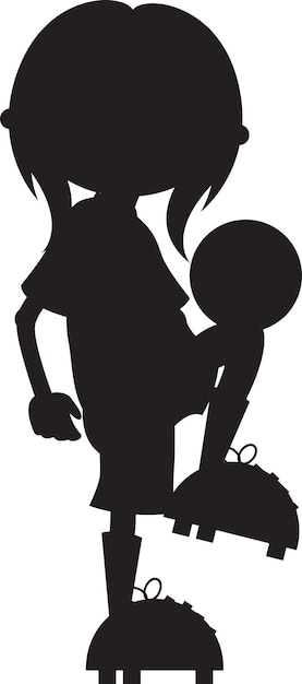 Cartoon meisje voetbal voetballer in silhouet sport illustratie