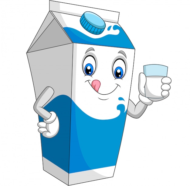 Vector cartoon melk doos met een glas melk