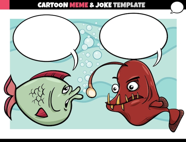 연설 거품과 만화 물고기와 만화 밈 템플릿