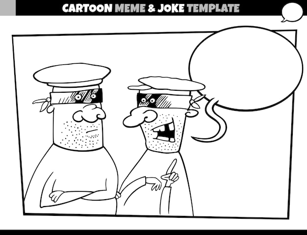 Vettore modello di meme del fumetto con nuvoletta e ladri di fumetti