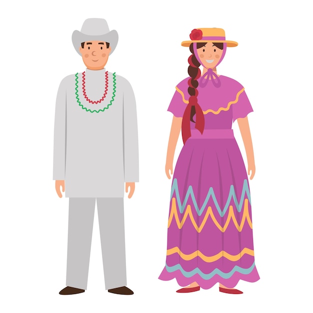Vector cartoon men's and women's costumes of argentina character for children flat vector illustration