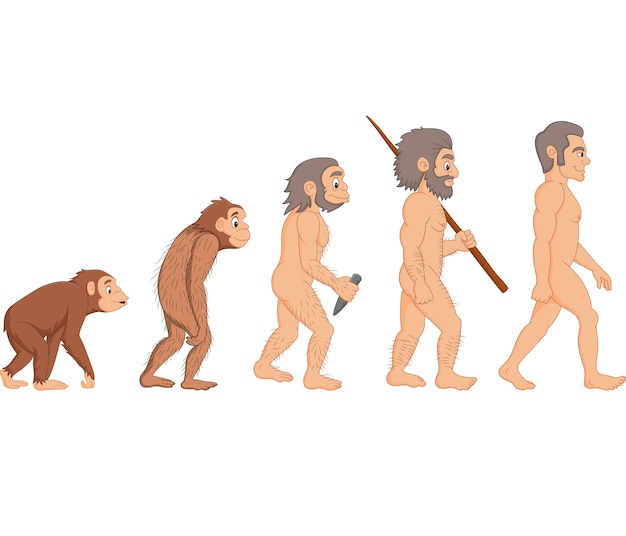 Vector cartoon menselijke evolutie