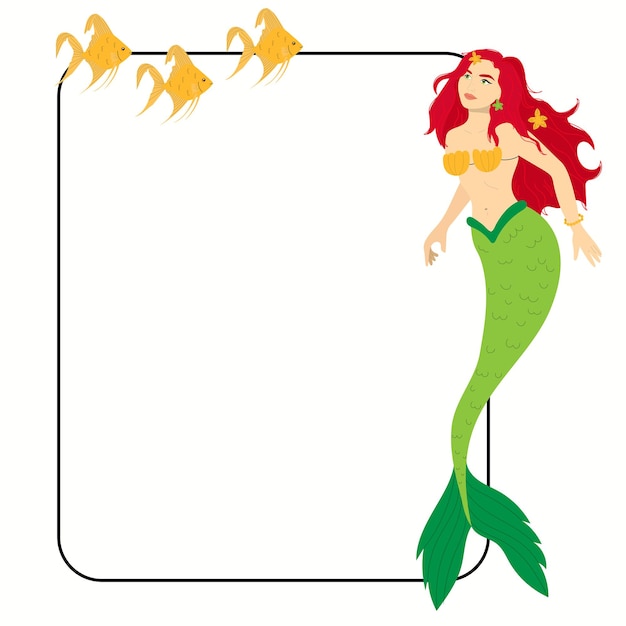 Cartoon mermaid with border