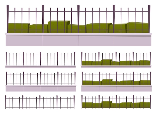 Вектор Векторная иллюстрация коллекции металлических заборов, изолированная на белом