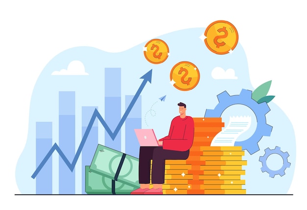 Vector cartoon metaphor of investment profits illustration