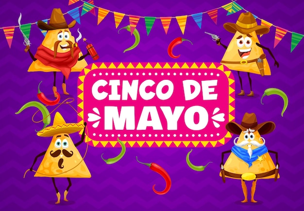 Cartoon Mexicaanse nachos chips op Cinco de Mayo