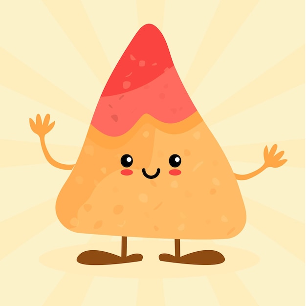 Vector cartoon mexican nachos chips cute character