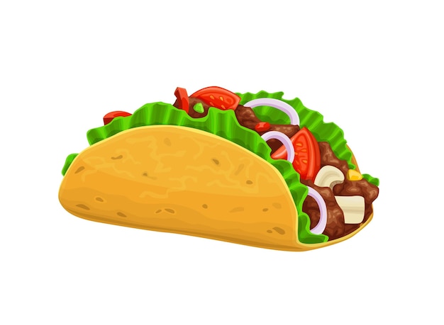 Cartoon Mexican tacos isolated vector tex mex f