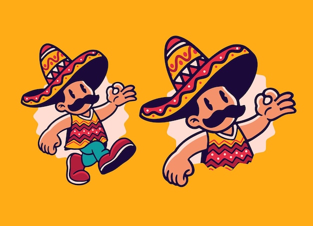 Vector cartoon of mexican uncle mascot design