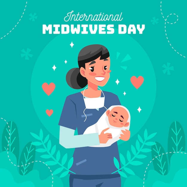 Vector cartoon midwives day illustration