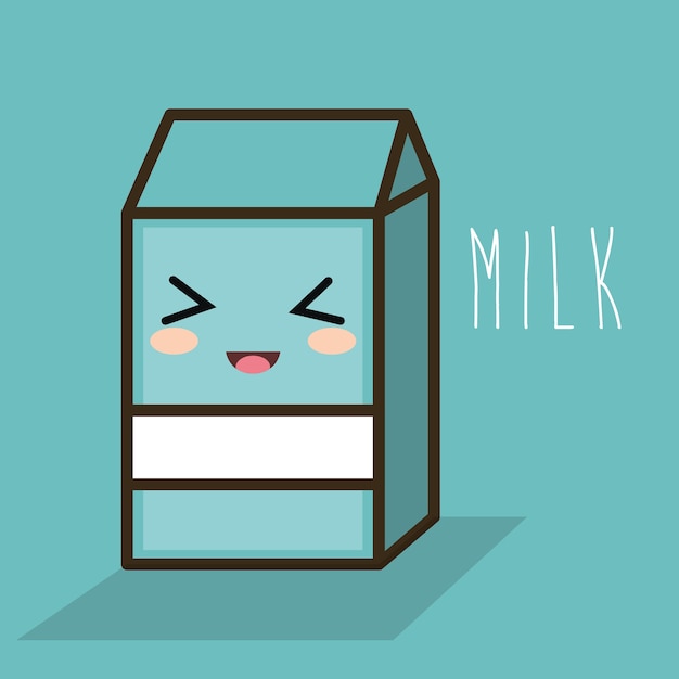 Vector cartoon milk box blue design