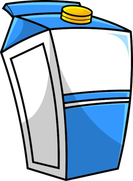 Illustrazione disegnata a mano di vettore della scatola di cartone del latte del fumetto isolata su sfondo trasparente