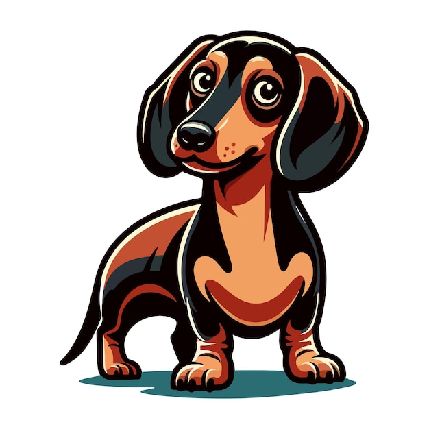 Vector cartoon mini dachshund vector drawing cute dog illustration