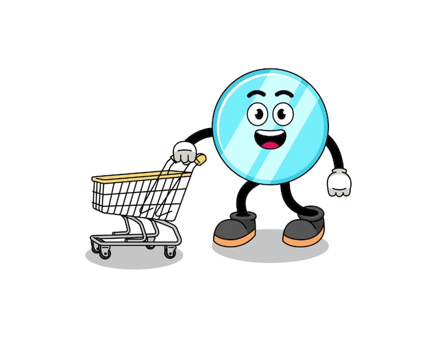 Cartoon of mirror holding a shopping trolley