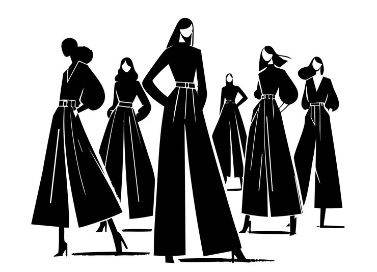 Vector cartoon modemodellen platte stijl vector illustratie zwart
