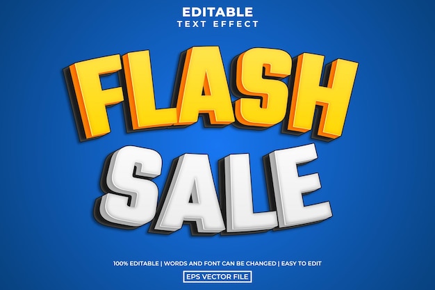 Cartoon modern flash sale text style editable text effect vector