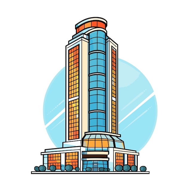 Cartoon modern skyscraper building vector