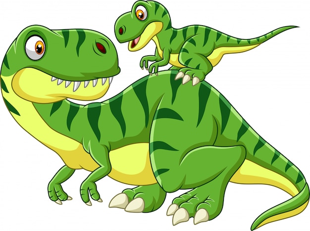 Cartoon moeder en baby dinosaurus