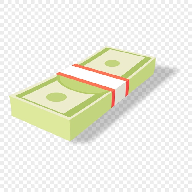 Cartoon money bills green dollar banknotes cash bundle with money vector on png